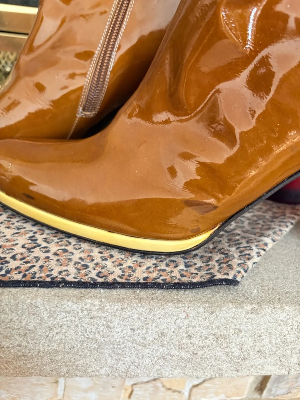 Via Spiga: Designer booties.  Carmel color with pale yellow heels! - Picture 11 of 15